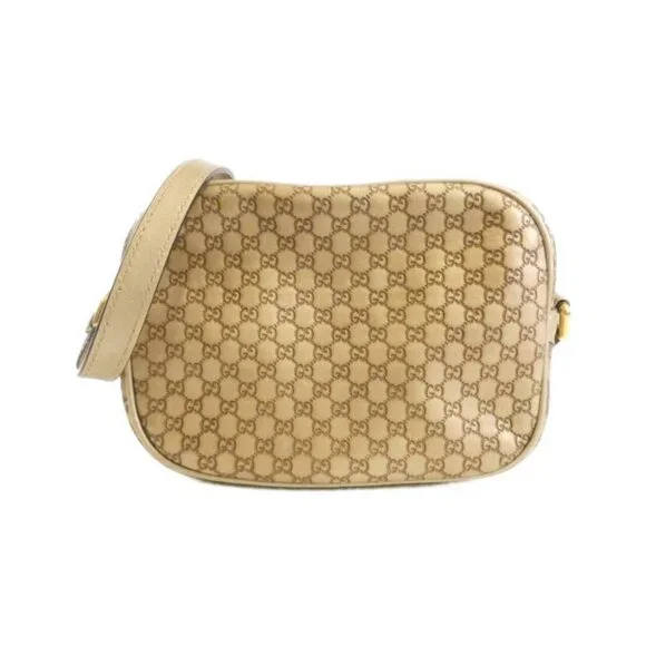 Gucci Shoulder Bag Leather Gold - Picture 1 of 10